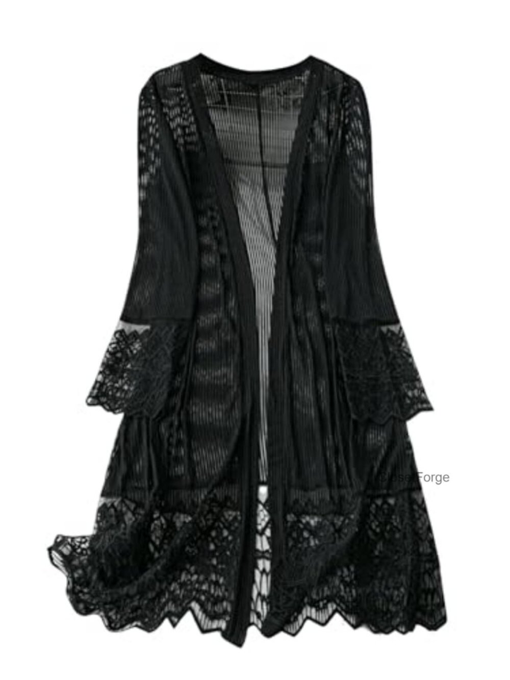 Plus Size Lace Open Front Long Cardigan Duster Kimono